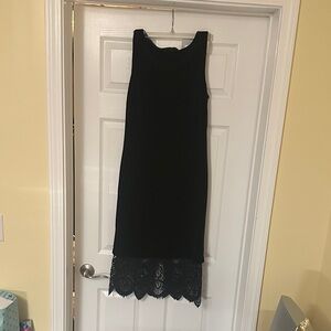 White House Black Market Black Midi Dress with Lace Hem